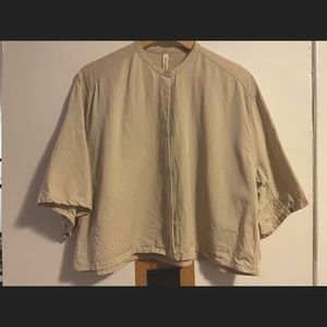 Babaton collar-less button up